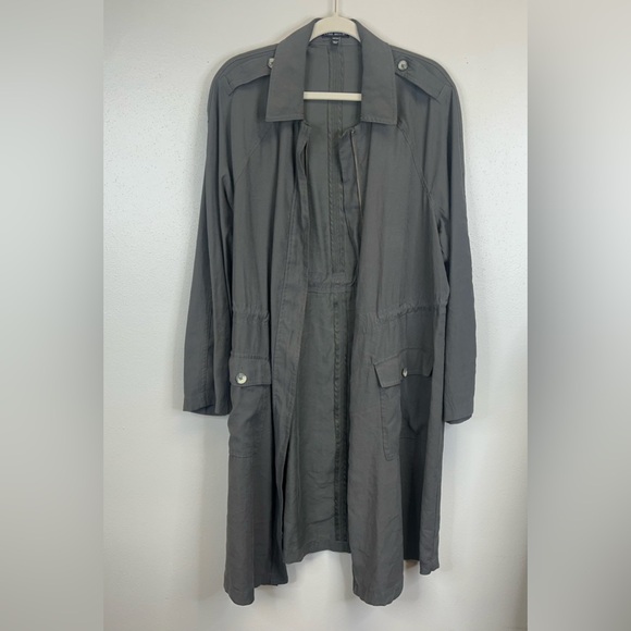 Lane Bryant 14/16 1X Green Gray Long Utility Trench Jacket Outdoor Spring Fall - Picture 4 of 12